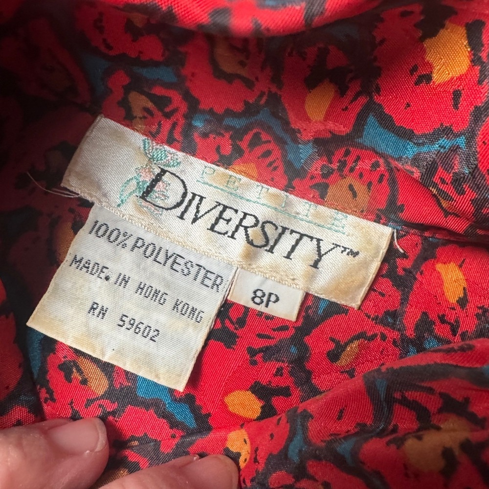 Vintage Diversity Women's 8P Button Up Blouse Colorful 100% Polyester - Picture 3 of 4